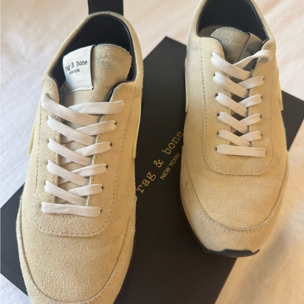 Rag & Bone Retro Runner in Antique White Suede